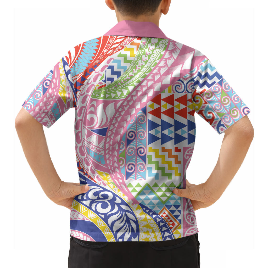 Maori Kowhaiwhai Taniko Patchwork Rainbow Motifs Hawaiian Shirt