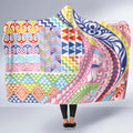 Maori Kowhaiwhai Taniko Patchwork Rainbow Motifs Hooded Blanket