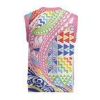 Maori Kowhaiwhai Taniko Patchwork Rainbow Motifs Christmas Knitted V-Neck Vest