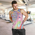 Maori Kowhaiwhai Taniko Patchwork Rainbow Motifs Men Tank Top