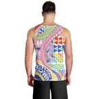 Maori Kowhaiwhai Taniko Patchwork Rainbow Motifs Men Tank Top