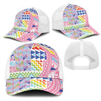 Maori Kowhaiwhai Taniko Patchwork Rainbow Motifs Mesh Trucker Cap
