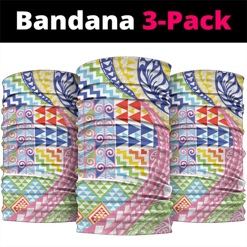 Maori Kowhaiwhai Taniko Patchwork Rainbow Motifs Neck Gaiter