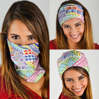 Maori Kowhaiwhai Taniko Patchwork Rainbow Motifs Neck Gaiter