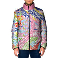 Maori Kowhaiwhai Taniko Patchwork Rainbow Motifs Padded Jacket