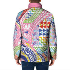 Maori Kowhaiwhai Taniko Patchwork Rainbow Motifs Padded Jacket