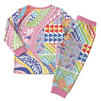 Maori Kowhaiwhai Taniko Patchwork Rainbow Motifs Christmas Pajama Set
