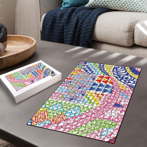 Maori Kowhaiwhai Taniko Patchwork Rainbow Motifs Puzzle