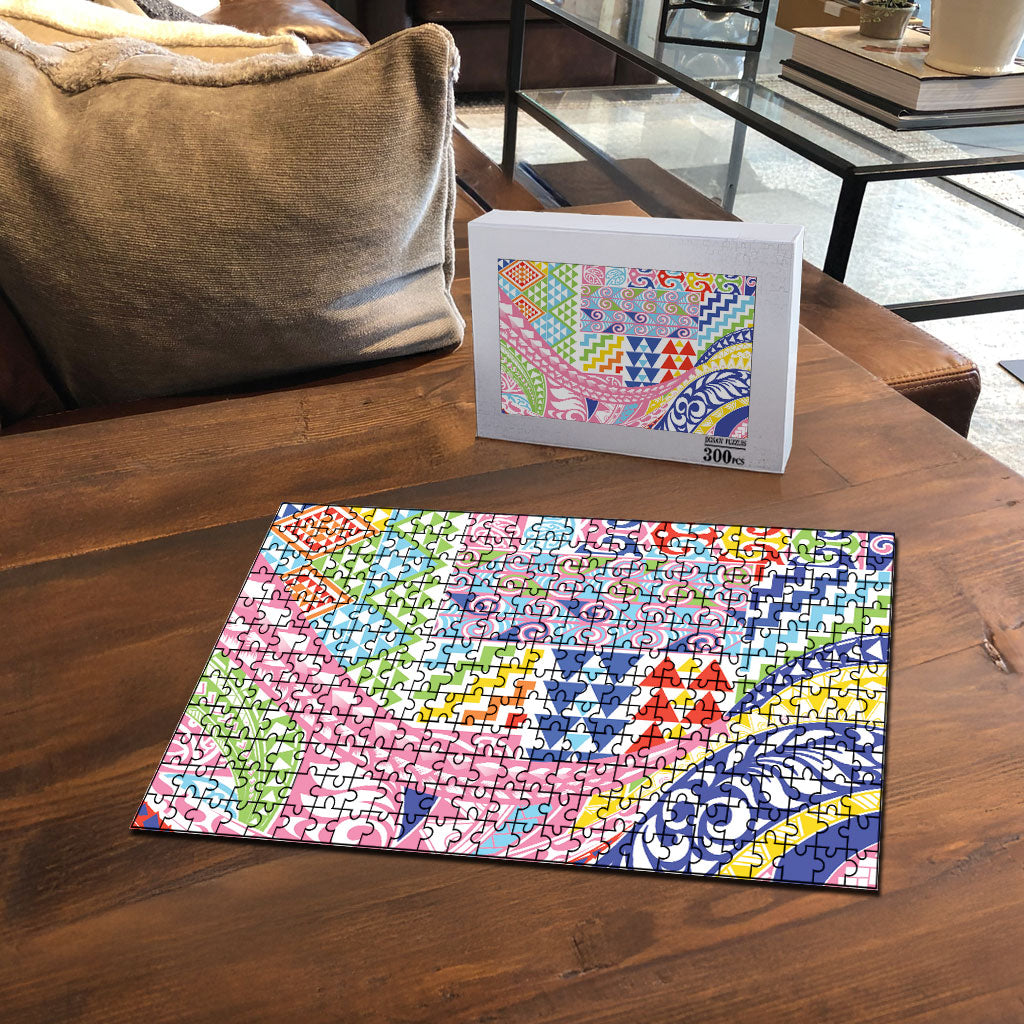 Maori Kowhaiwhai Taniko Patchwork Rainbow Motifs Puzzle