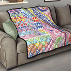 Maori Kowhaiwhai Taniko Patchwork Rainbow Motifs Quilt