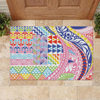 Maori Kowhaiwhai Taniko Patchwork Rainbow Motifs Rubber Doormat