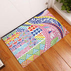 Maori Kowhaiwhai Taniko Patchwork Rainbow Motifs Rubber Doormat