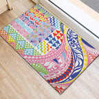 Maori Kowhaiwhai Taniko Patchwork Rainbow Motifs Rubber Doormat