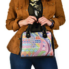 Maori Kowhaiwhai Taniko Patchwork Rainbow Motifs Shoulder Handbag