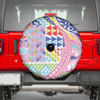 Maori Kowhaiwhai Taniko Patchwork Rainbow Motifs Spare Tire Cover