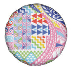 Maori Kowhaiwhai Taniko Patchwork Rainbow Motifs Spare Tire Cover