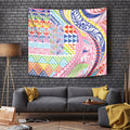 Maori Kowhaiwhai Taniko Patchwork Rainbow Motifs Tapestry