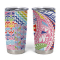 Maori Kowhaiwhai Taniko Patchwork Rainbow Motifs Tumbler Cup