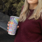 Maori Kowhaiwhai Taniko Patchwork Rainbow Motifs Tumbler Cup