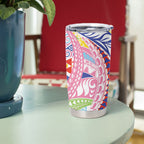 Maori Kowhaiwhai Taniko Patchwork Rainbow Motifs Tumbler Cup
