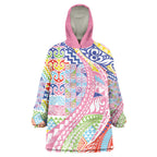 Maori Kowhaiwhai Taniko Patchwork Rainbow Motifs Wearable Blanket Hoodie