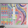 Maori Kowhaiwhai Taniko Patchwork Rainbow Motifs Window Curtain
