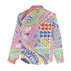 Maori Kowhaiwhai Taniko Patchwork Rainbow Motifs Women Casual Shirt
