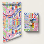 Maori Kowhaiwhai Taniko Patchwork Rainbow Motifs Wrapping Paper