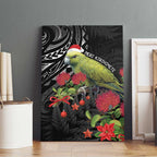 Meri Kirihimete Kakapo Canvas Wall Art Black Silver Fern Christmas Vibe