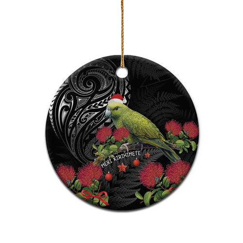 Meri Kirihimete Kakapo Ceramic Ornament Black Silver Fern Christmas Vibe