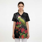 Meri Kirihimete Kakapo Scrub Top Black Silver Fern Christmas Vibe - Aussie Hoodie