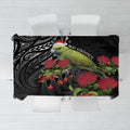 Meri Kirihimete Kakapo Tablecloth Black Silver Fern Christmas Vibe