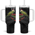 Meri Kirihimete Kakapo Tumbler With Handle Black Silver Fern Christmas Vibe