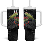 Meri Kirihimete Kakapo Tumbler With Handle Black Silver Fern Christmas Vibe