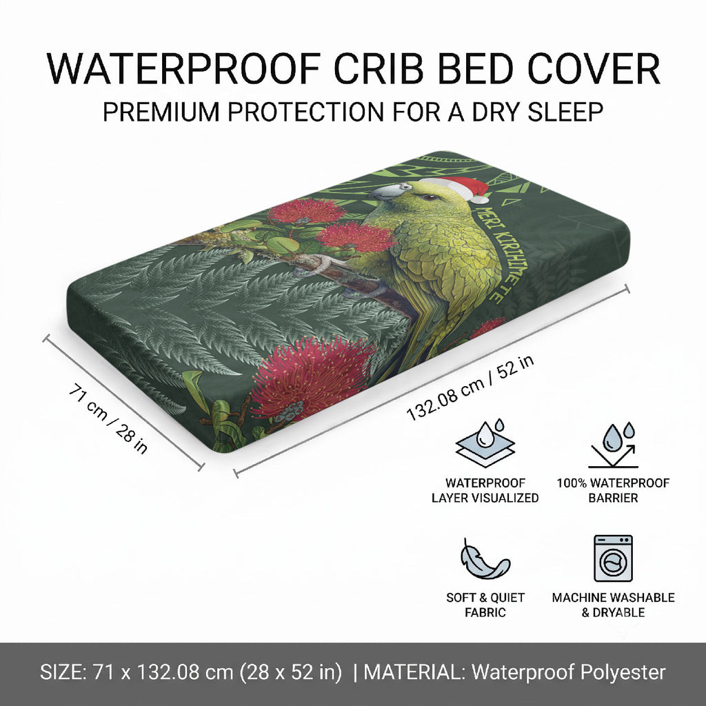 Meri Kirihimete Kakapo Baby Bed Cover Green Silver Fern Christmas Vibe