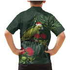 Meri Kirihimete Kakapo Family Matching Mermaid Dress and Hawaiian Shirt Green Silver Fern Christmas Vibe