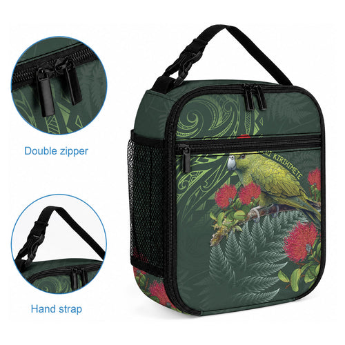 Meri Kirihimete Kakapo Lunch Bag Green Silver Fern Christmas Vibe