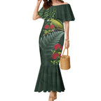 Meri Kirihimete Kakapo Mermaid Dress Green Silver Fern Christmas Vibe