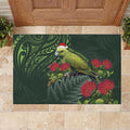 Meri Kirihimete Kakapo Rubber Doormat Green Silver Fern Christmas Vibe