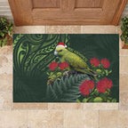 Meri Kirihimete Kakapo Rubber Doormat Green Silver Fern Christmas Vibe