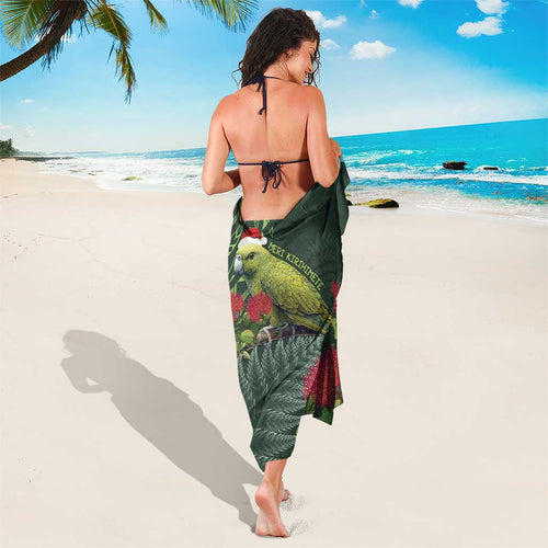 Meri Kirihimete Kakapo Sarong Green Silver Fern Christmas Vibe