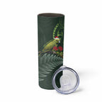 Meri Kirihimete Kakapo Skinny Tumbler Green Silver Fern Christmas Vibe