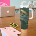 Meri Kirihimete Kakapo Tumbler With Handle Green Silver Fern Christmas Vibe