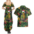 Meri Kirihimete Kakapo Couples Matching Summer Maxi Dress and Hawaiian Shirt New Zealand Christmas with Tropical Vibe