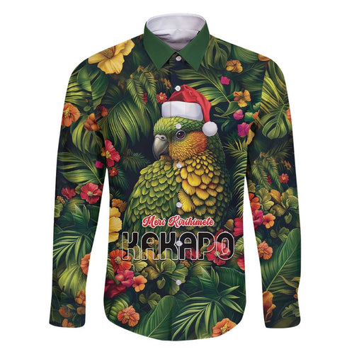 Meri Kirihimete Kakapo Family Matching Short Sleeve Bodycon Dress and Hawaiian Shirt New Zealand Christmas with Tropical Vibe