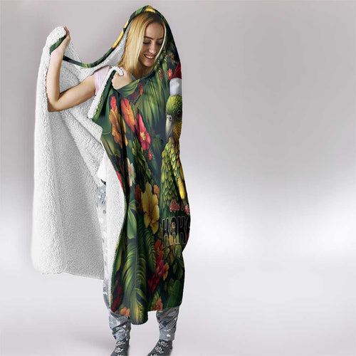 Meri Kirihimete Kakapo Hooded Blanket New Zealand Christmas with Tropical Vibe