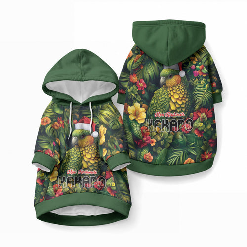 Meri Kirihimete Kakapo Pet Hoodie New Zealand Christmas with Tropical Vibe