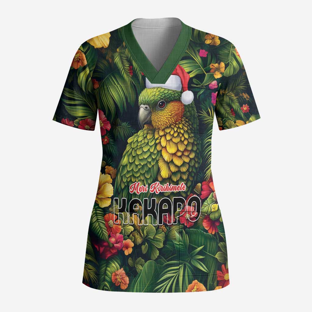 Meri Kirihimete Kakapo Scrub Top New Zealand Christmas with Tropical Vibe - Aussie Hoodie