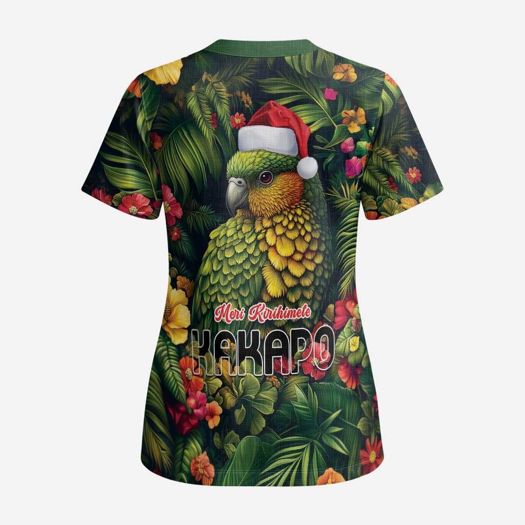 Meri Kirihimete Kakapo Scrub Top New Zealand Christmas with Tropical Vibe - Aussie Hoodie