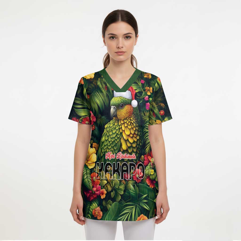Meri Kirihimete Kakapo Scrub Top New Zealand Christmas with Tropical Vibe - Aussie Hoodie